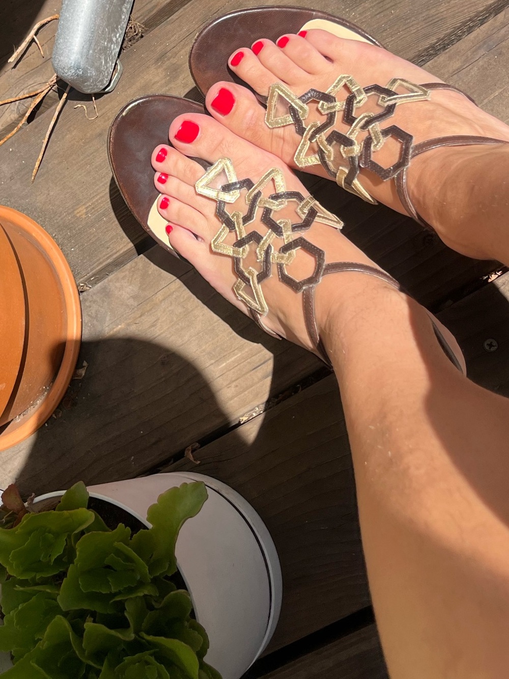 Vintage Y2K Jimmy Choo - Brown and Gold Strappy Sandal Heel - Picture 1 of 5